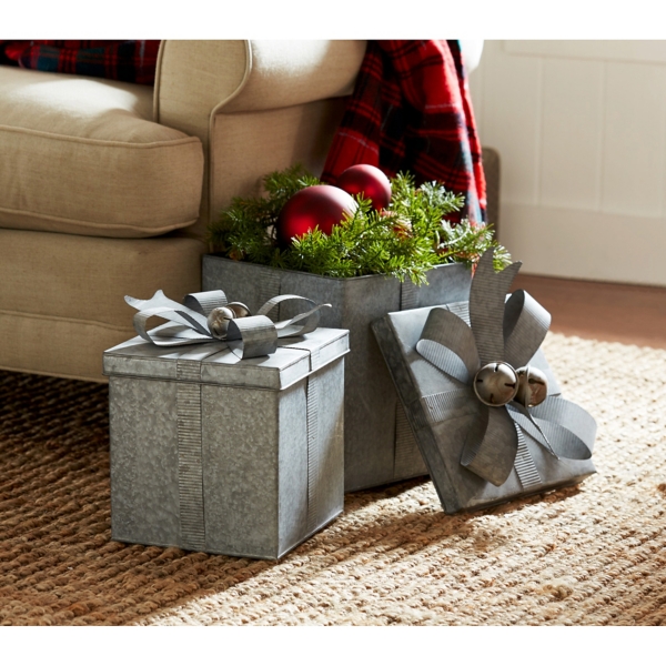 Galvanized Metal Christmas Gift Boxes Set Of 2 Kirklands