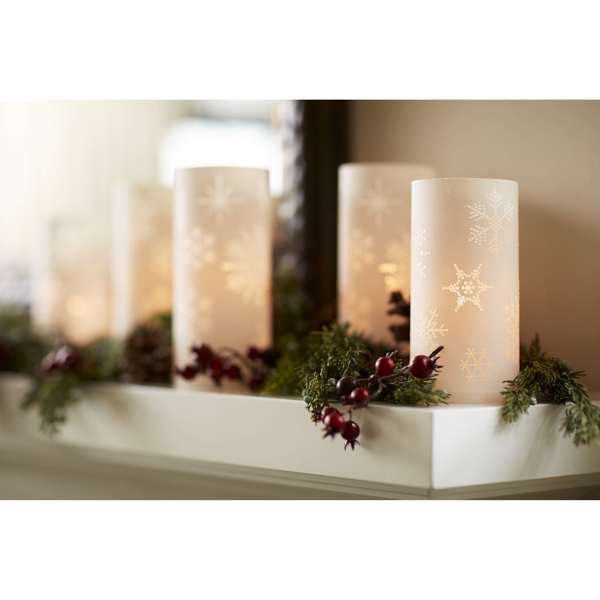 Pre-Lit Snowflake Luminary Candle Strand, Set of 5