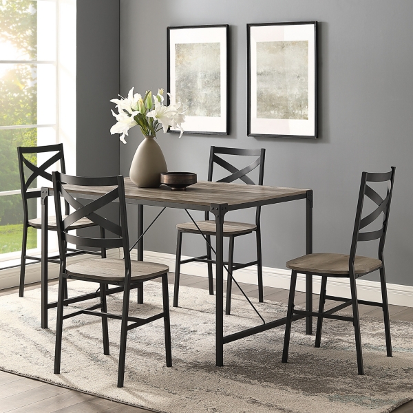 Gray Wash Industrial Jason Dining Set Set Of 5 Kirklands