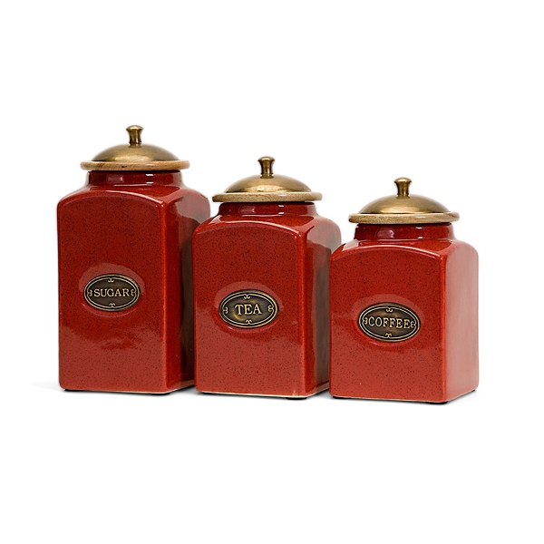 Red Ceramic Canisters Set Of 3 Kirklands