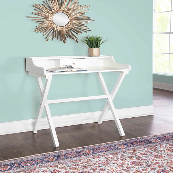 White fold online down desk