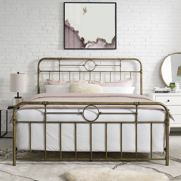 king bed frame with headboard shelves