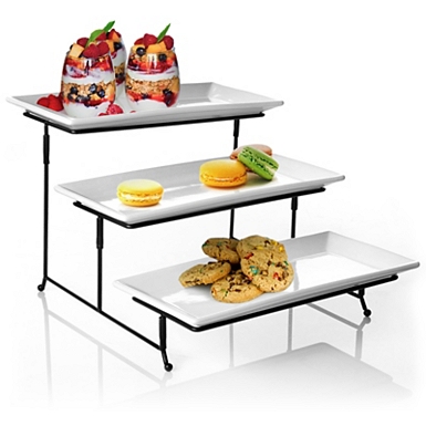 Bee & Willow™ 2-Tier Wood Server with Stand in Black/Natural