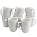 White Square Ceramic Mugs, Set of 8