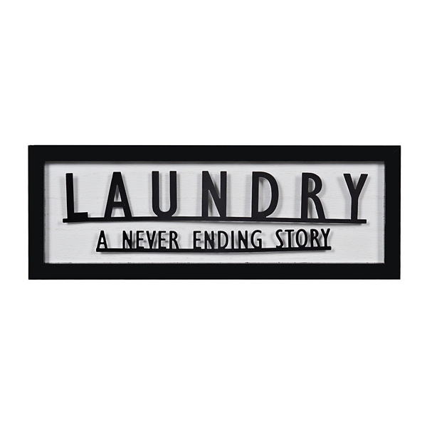 White and Black Laundry Story Wall Plaque