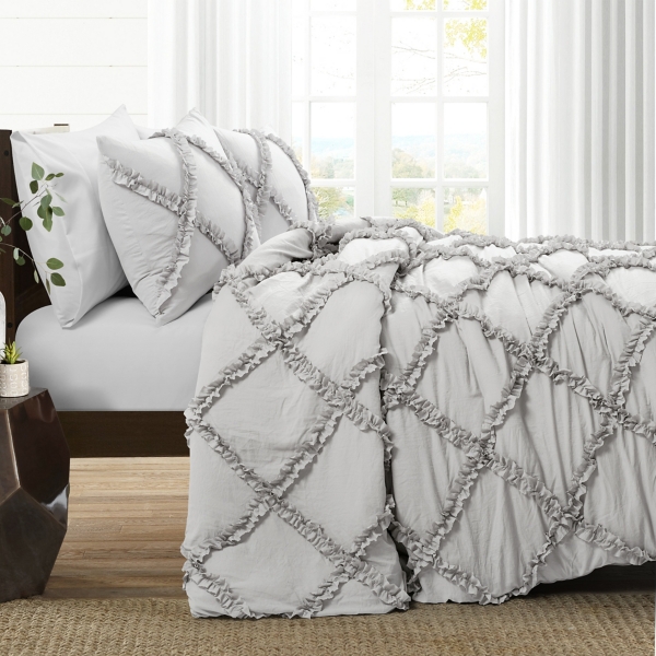 gray ruffled king size comforter sets