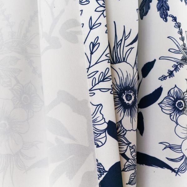 Navy Botanical Garden Curtain Panel Set, 95 in.