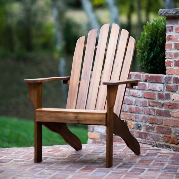 Brown Acacia Wood Adirondack Outdoor Armchair