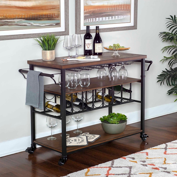 Norcross Industrial Rolling Bar Cart Kirklands