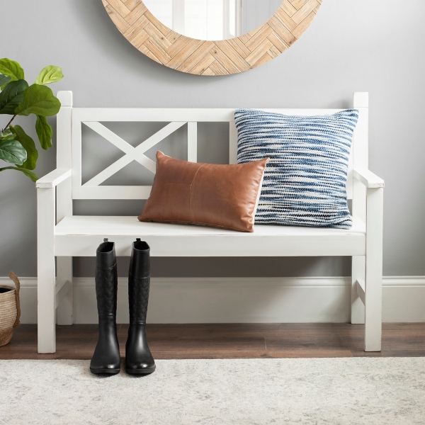 Farmhouse bench on sale with back