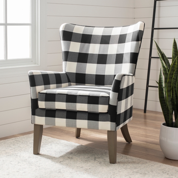 Black And White Buffalo Check Wingback Chair Kirklands