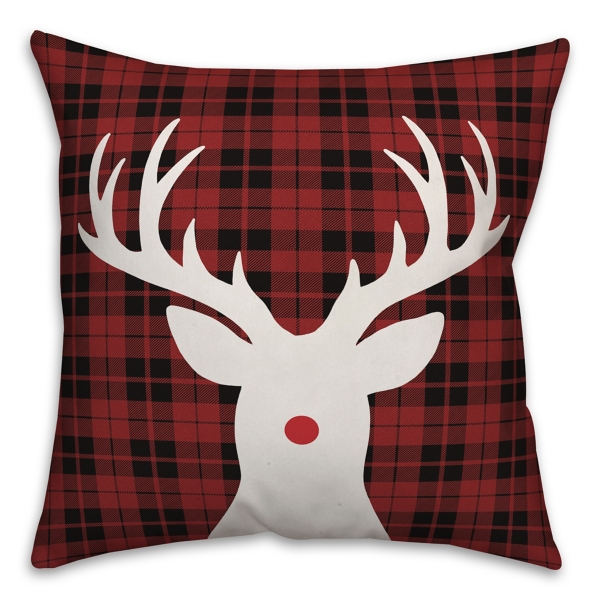 Red Nose Rudolph Plaid Christmas Pillow | Kirklands Home