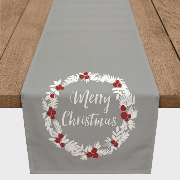Gray Merry Christmas Wreath Table Runner Kirklands Home