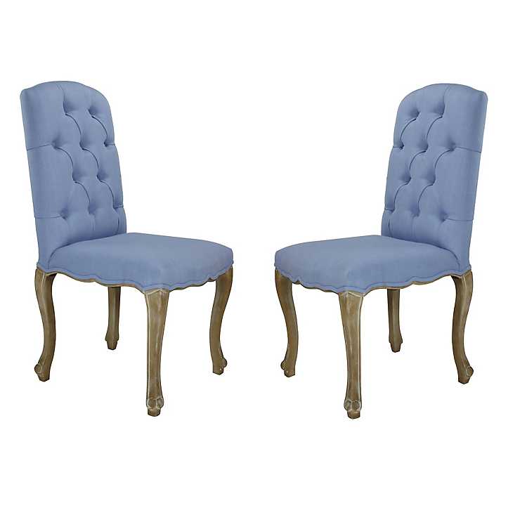 Blue Alyssa Tufted Dining Chairs Set, Blue Tufted Dining Room Chairs