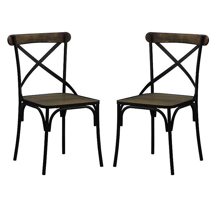 Black Iron And Wood Dining Chairs Set, Wood And Metal Dining Chairs