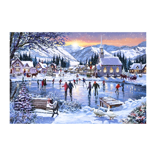 Christmas Skating Canvas Art Print