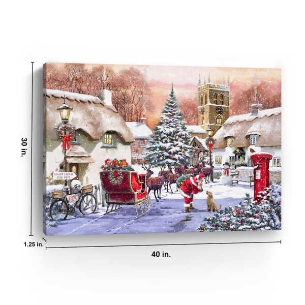 Village and Santa Canvas Art Print