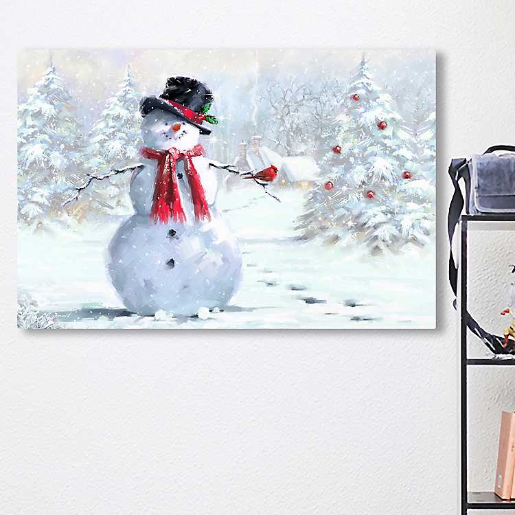 Winter Cheer Canvas Wall Art Print Cardinal Home Decor 