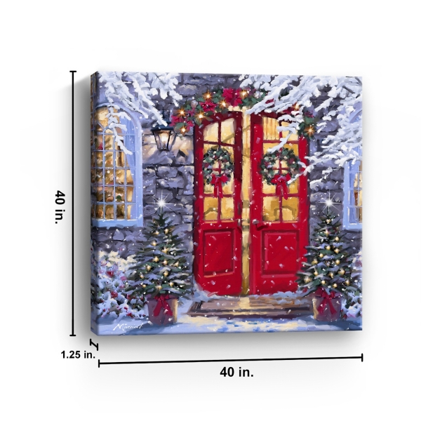 Wreaths on a Red Door Canvas Art Print