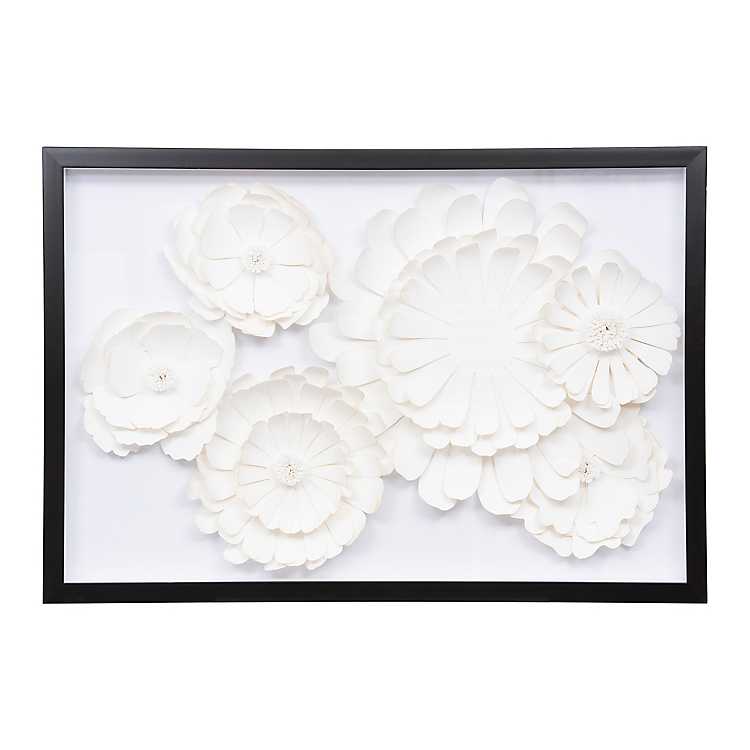Cream Paper Flower Framed Art Print Kirklands - Paper Wall Art Flowers