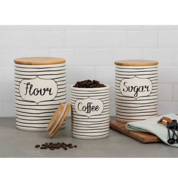 Black & White Pet Food & Treat Storage Canisters (Set of 3)