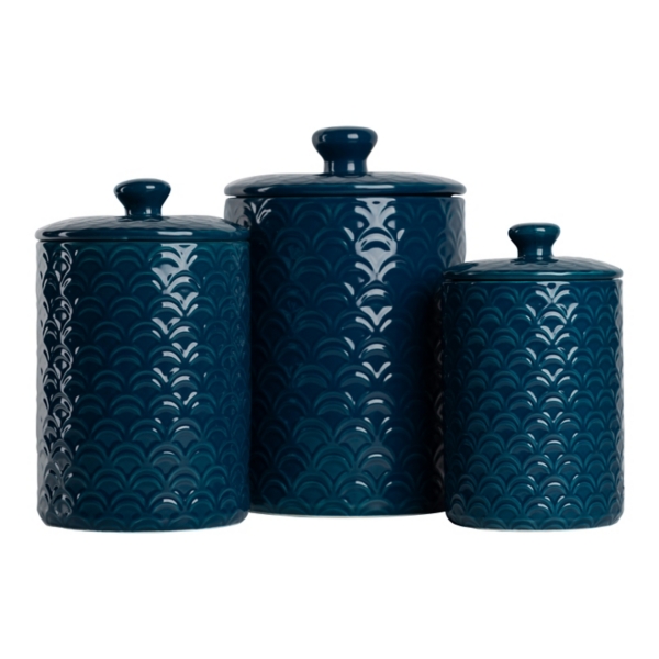 Glass Kitchen Canister Set Cypress Home Color: Navy Blue