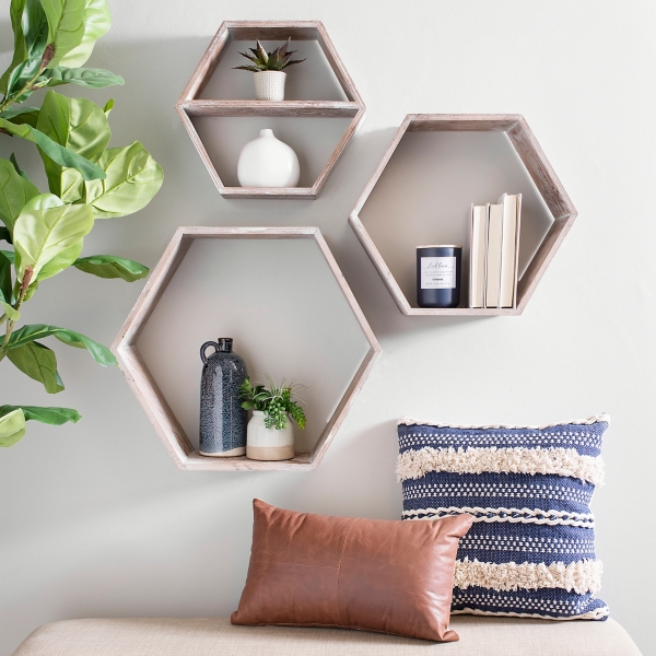 Hexagon Shelves Wooden