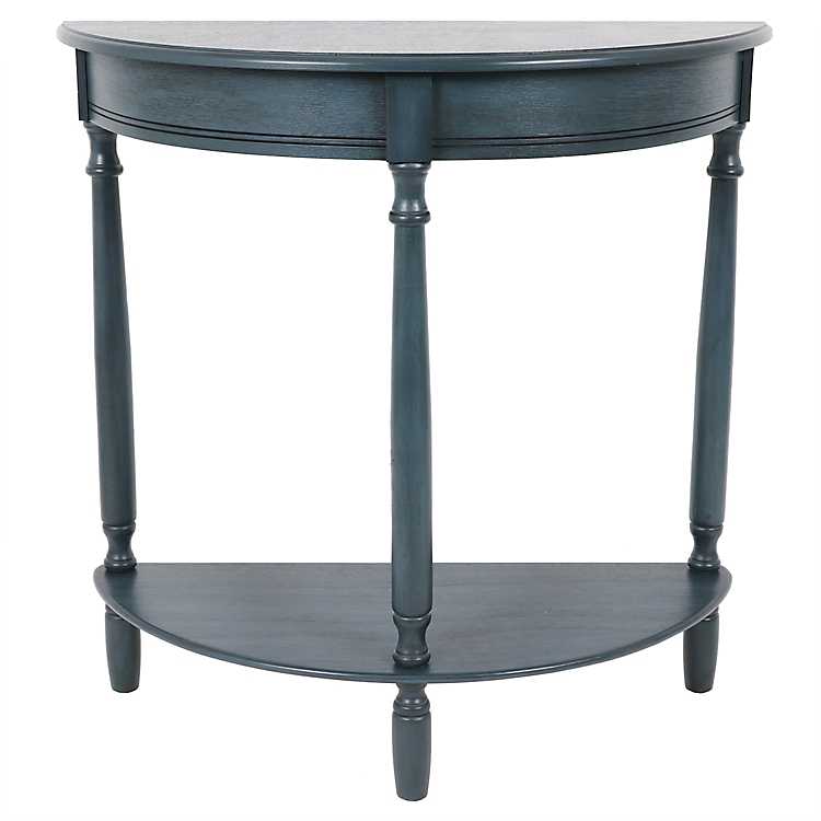 Antique Navy Half Round Console Table, Antique Round Entry Table
