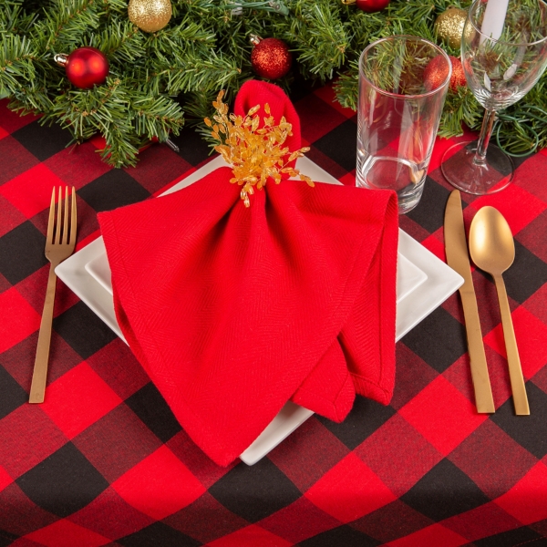 small red tablecloth