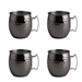 Black Faceted Nickel Moscow Mule Mugs, Set of 4