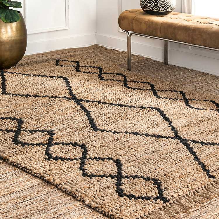 Tan And Black Natural Twist Area Rug, Black And Tan Rugs