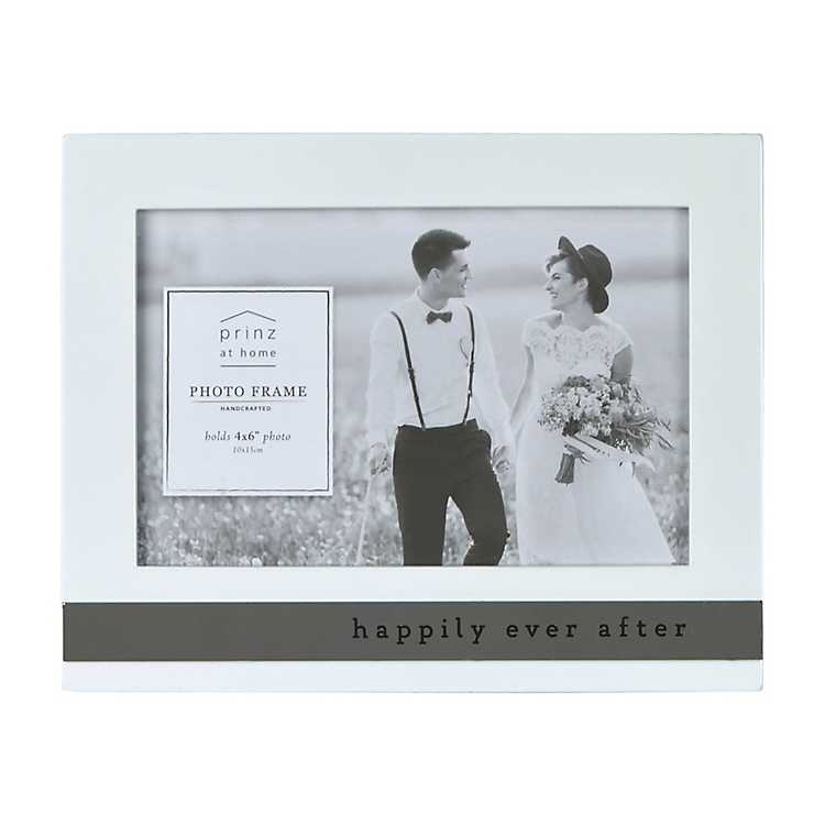 4x6 Happily Ever After Stamped Metal Photo Frame with Jewels 