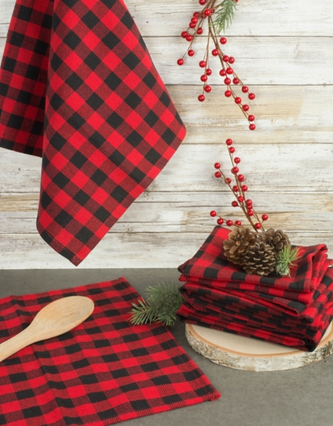 Red & Black Buffalo Check Kitchen Towels, Set of 6