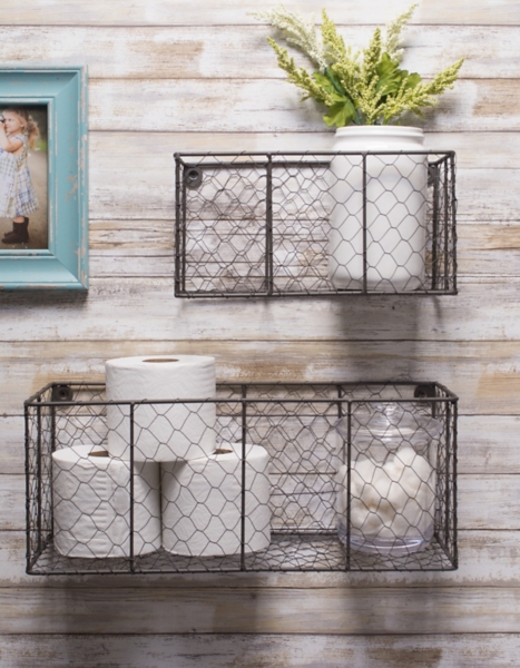 Wall Hanging Chicken Wire Baskets, Set of 2