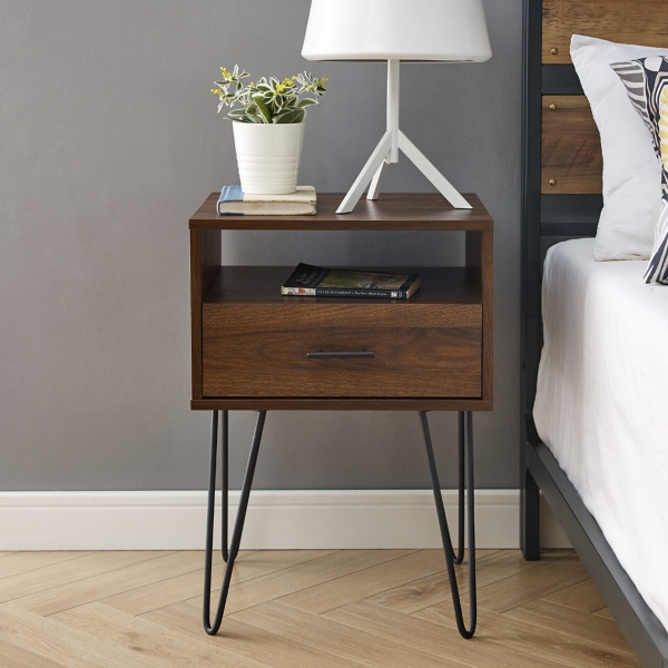 Dark Walnut Modern Farmhouse Side Table