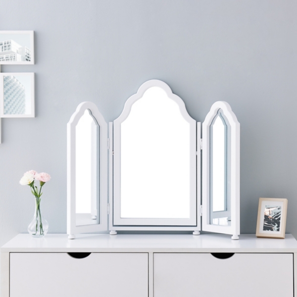 White Osguis Tri Fold Vanity Mirror Kirklands