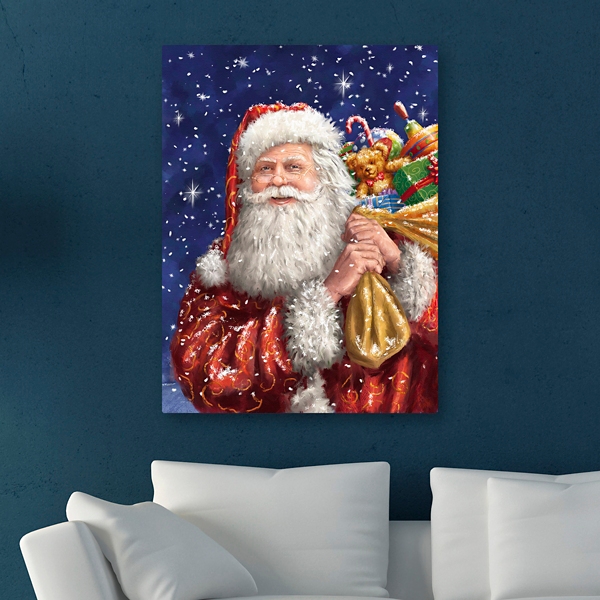 Santa with His Sack Of Gifts Canvas Art Print | Kirklands Home