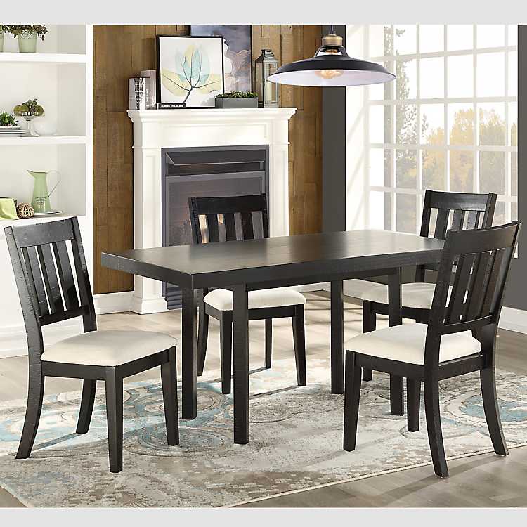 Black Zion Distressed Dining Table, Distressed Black Dining Room Set