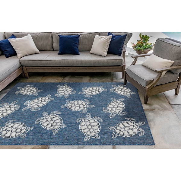 Navy Harrison Turtle Indoor/Outdoor Area Rug, 4x7