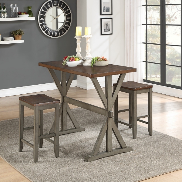 Gray And Cherry 3 Pc Counter Height Table Set Kirklands