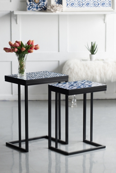 Indigo and White Accent Tables, Set of 2 Kirklands Home