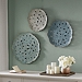 Blue Metal Feather Round Wall Plaques, Set of 3
