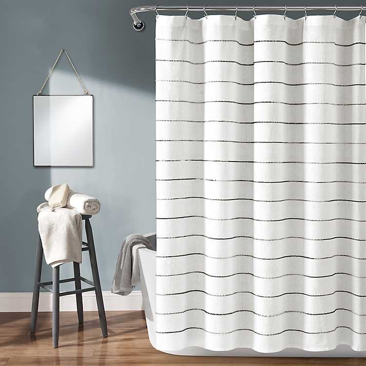 Gray Stripe Ombre Shower Curtain, Grey Ombre Ruffle Shower Curtain