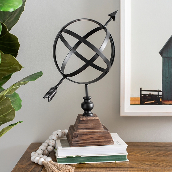 Metal Armillary On Wooden Base Kirklands