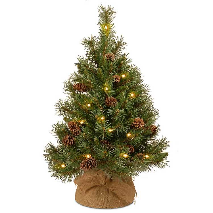 Christmas Holiday 24" H Miniature Pine Tree with Burlap Base 