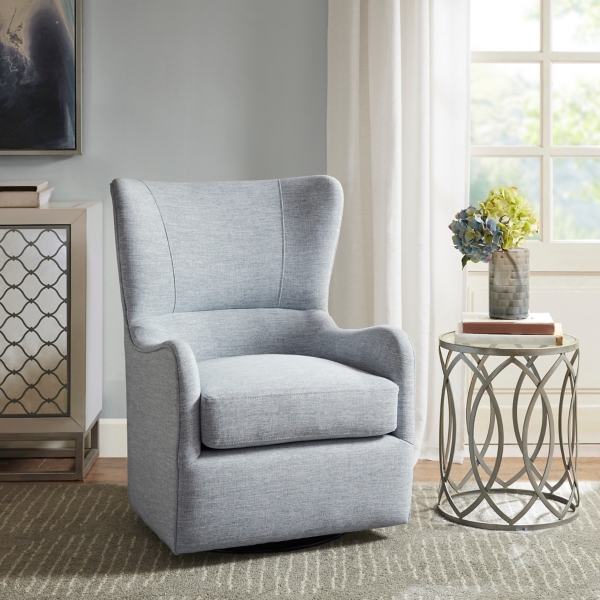 blue swivel chair living room