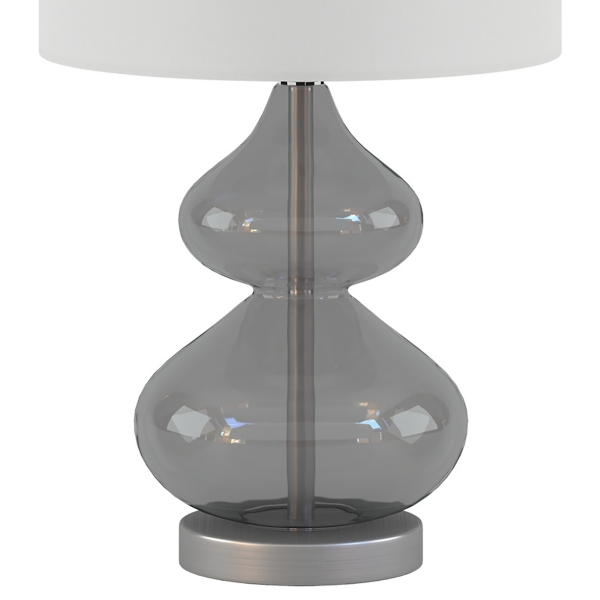 Curved Gray Glass Table Lamps, Set of 2