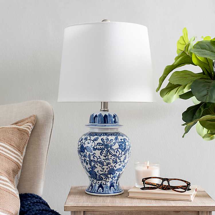 Blue And White Ginger Vase Table Lamp, Blue And White Table Lamps
