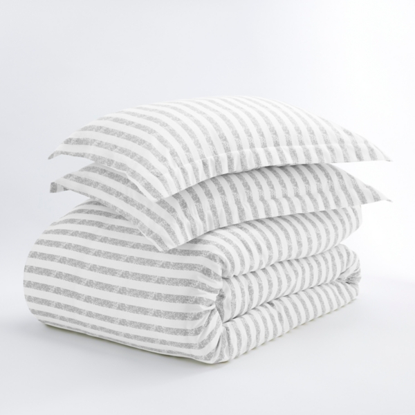 Light Gray Stripes 3-pc. Twin Duvet Cover Set