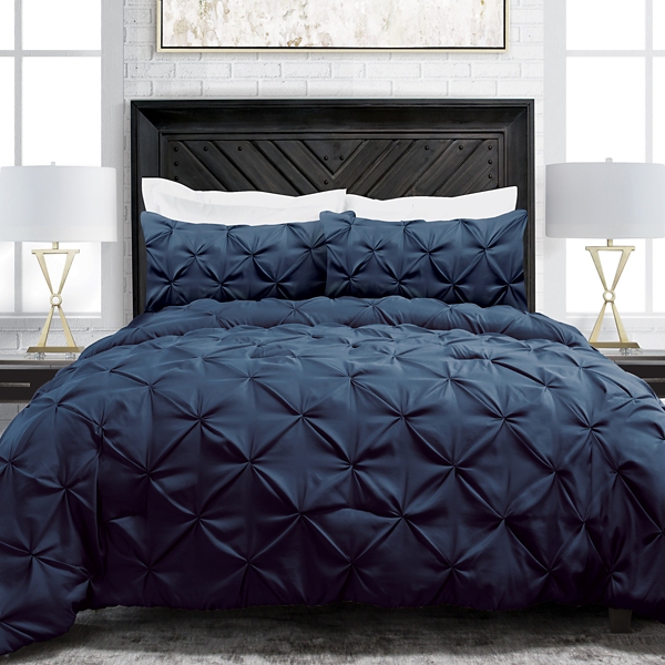 Navy Pinch Pleat 3 Pc Twin Comforter Set Kirklands